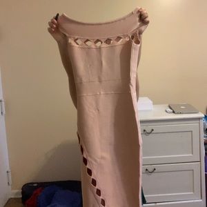 House of CB Bandage Off Shoulder Eyelet Dress